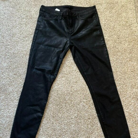Joe's Jeans High Rise The Charlie Coated Sateen Sz 31 Wet Leather Look - Picture 1 of 7